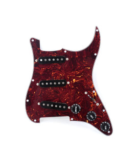 Musiclily 11 Hole Loaded Strat Pickguard SSS Prewired Scratch Plate with Single coil Pickups Set for Fender USAMexican Stratocaster ST Style guitar Parts, 4Ply Tortoise Shell