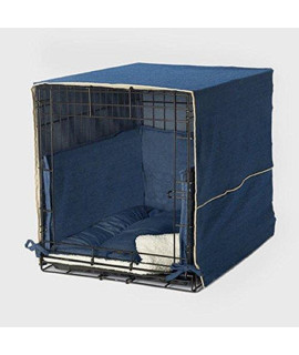 Pet Dreams Complete 3 Piece Crate Bedding Set! The Original Crate Cover, Crate Pad and Crate Bumper for Double Door Dog Crate. Large Fits 36" Midwest Crate -Denim Blue