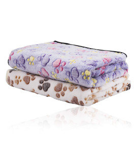 2 Pack Innext Puppy Blanket For Pet Cushion Small Dog Cat Bed Soft Warm Sleep Mat, Pet Dog Cat Puppy Kitten Soft Blanket Doggy Warm Bed Mat Paw Print
