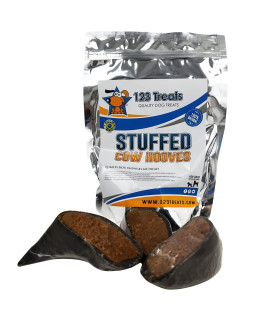 123 Treats Filled Cow Hooves For Dogs, Delicious Peanut Butter Flavor, Stuffed Natural Beef Hoof Dog Chews, Tasty Treats For Dog, Made From Premium Brazilian Cattle, Pack Of 3 Count