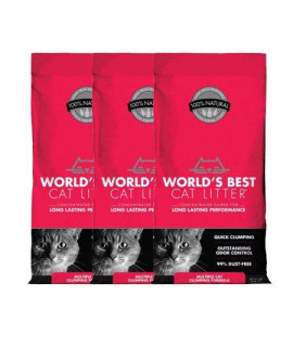 Worlds Best cat Litter Multiple cat clumping Formula (8 lbs) 3 Pack