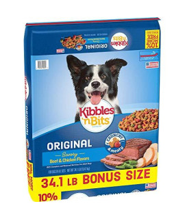 Kibbles 'N Bits Original Savory Beef and Chicken Flavors Bonus Bag Dry Dog Food, 34.1 Lb (Discontinued by Manufacturer)