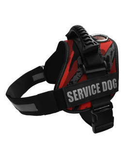 Albcorp Service Dog Vest Harness - Reflective - Woven Nylon, Adjustable Service Animal Jacket, with 2 Hook and Loop Removable Patches, Large, Red camo