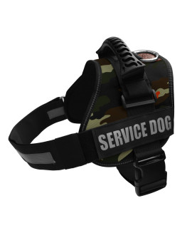 Albcorp Service Dog Vest Harness - Reflective - Woven Nylon, Adjustable Service Animal Jacket, with 2 Hook and Loop Removable Patches, Extra Large, green camo