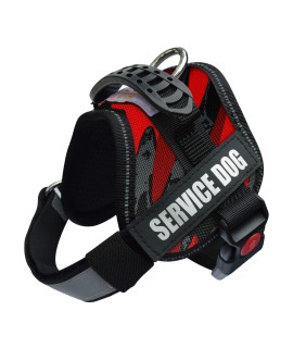 Albcorp Service Dog Vest Harness - Reflective - Woven Nylon, Adjustable Service Animal Jacket, with 2 Hook and Loop Removable Patches, Small, Red camo