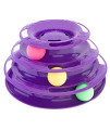 PURRFECT FELINE Titans Tower - New Safer Bar Design, Interactive Cat Ball Toy, Exerciser Game, Teaser, Anti-Slip, Active Healthy Lifestyle, Suitable for Multiple Cats 3 Tier (Purple)
