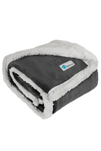 PetAmi Dog Blanket, Sherpa Dog Blanket Plush, Reversible, Warm Pet Blanket for Dog Bed, couch, Sofa, car (charcoal, 60x40 Inches)