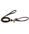 Wellbro Real Leather Slip Dog Leash, Super Thin and Adjustable Slip Lead, Soft and Slim, Suit for Puppies Small Dogs, 160cm Long by 0.6cm Wide, Brown