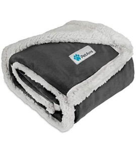 PetAmi Waterproof Dog Blanket for Medium Dogs, Puppies, Small Cats | Soft Sherpa Fleece Pet Blanket Throw for Sofa, Couch | Thick Durable Pet Bed Cover Floor Mat 29 x 40 inches (Charcoal)