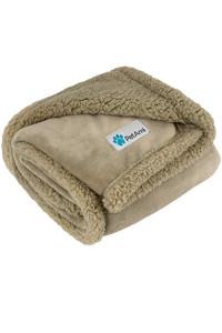 PetAmi Waterproof Dog Blanket for Medium Dogs, Puppies, Small Cats | Soft Sherpa Fleece Pet Blanket Throw for Sofa, Couch | Thick Durable Pet Bed Cover, Floor Mat 29 x 40 inches (Taupe Taupe)