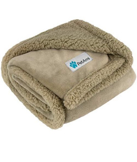 PetAmi Waterproof Dog Blanket for Medium Dogs, Puppies, Small Cats | Soft Sherpa Fleece Pet Blanket Throw for Sofa, Couch | Thick Durable Pet Bed Cover, Floor Mat 29 x 40 inches (Taupe Taupe)
