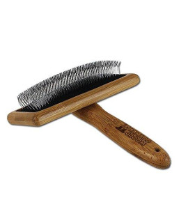 Alcott Bamboo Groom Slicker Brush with Stainless Steel Pins for Pets, Large