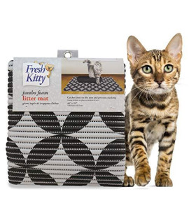 Fresh Kitty Durable XL Jumbo Foam Litter Box Mat  BPA and Phthalate Free, Water Resistant, Traps Litter from Box, Scatter Control, Easy Clean Mats  Gray Pattern 40x 25 (9052)