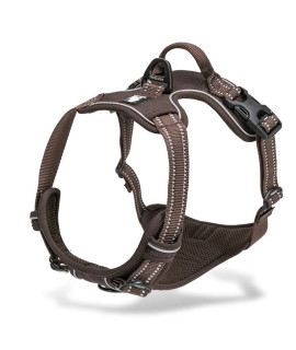 Chais Choice - Premium Outdoor Adventure Dog Harness - 3M Reflective Vest With Two Leash Clips, Matching Leash And Collar Available (Chocolate Large)