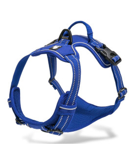 Chais Choice - Premium Outdoor Adventure Dog Harness - 3M Reflective Vest With Two Leash Clips, Matching Leash And Collar Available (Royal Blue Large)
