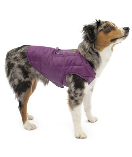 Kurgo Loft Dog Jacket - Reversible Fleece Winter coat - cold Weather Protection - Wear With Harness Or Additional Layers - Reflective Accents, Leash Access, Water Resistant - Deep Violetcharcoal, XS