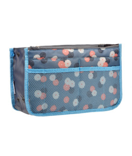 Vercord Purse Organizer Insert For Handbags Bag Organizers Inside Tote Pocketbook Women Nurse Nylon 13 Pockets Blue Flower Medium