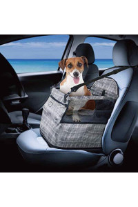 ALL FOR PAWS Car Seat Travel Bag Dog Car Seat Upgrade Deluxe Portable Pet Dog Booster Car Seat for Cars,Trucks and SUVs - Adjustable Safety Seat Belt Perfect for Small and Medium Pets (Grey)