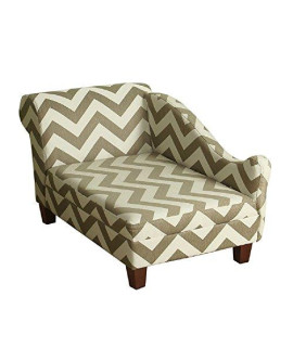 HomePop Decorative Pet Bed Chaise Lounger, Grey and Cream Chevron