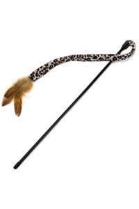 Weebo Pets Interactive Leopard Print Teaser Wand Cat Toy with Feather