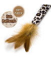 Weebo Pets Interactive Leopard Print Teaser Wand Cat Toy with Feather