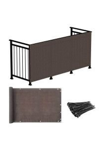 Windscreen4Less 3X50 Deck Balcony Privacy Screen For Deck Pool Fence Railings Apartment Balcony Privacy Screen For Patio Yard Porch Chain Link Fence Condo With Zip Ties Brown