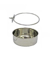 Pet Dog Stainless Steel coop cups with clamp Holder - Detached Dog cat cage Kennel Hanging Bowl,Metal Food Water Feeder for Small Animal Ferret Rabbit (XL)