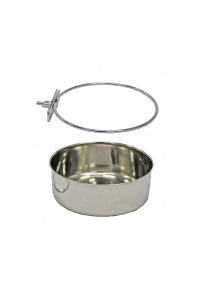 Pet Dog Stainless Steel coop cups with clamp Holder - Detached Dog cat cage Kennel Hanging Bowl,Metal Food Water Feeder for Small Animal Ferret Rabbit (XL)