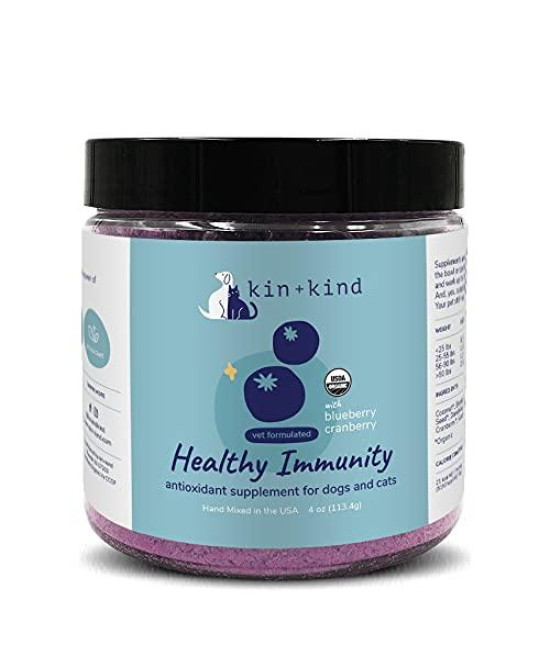 kin+kind Natural cranberry Supplement Powder for Dogs and cats - Boost Healthy Immunity and Bladder Support with Organic Formula - Organic cranberry, Blueberry and coconut - Made in USA
