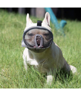 JYHY Short Snout Dog Muzzles- Adjustable Breathable Mesh Bulldog Muzzle for Biting chewing Licking grooming Dog Mask,grey S