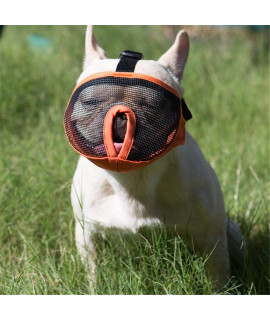 JYHY Short Snout Dog Muzzles- Adjustable Breathable Mesh Bulldog Muzzle for Biting chewing Licking grooming Dog Mask,Orange XL