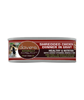 Dave's Pet Food Naturally HealthyGrain Free Shredded Chicken Cat Food 5.5 Oz X 24 Count