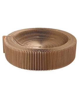 diffstyle Cat Scraching Pad Bowl Shape Scratcher Collapsible Cat Toy Corrugated Cardboard Lounge Round Bed (Outer diameter:50cm/19.7")
