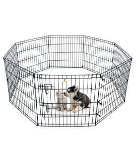 PEEKABOO Dog Pen Pet Playpen Dog Fence Indoor Foldable Metal Wire Exercise Pen Puppy Play Yard Pet Enclosure Outdoor for Small Dogs Kittens Rabbits 8 Panels - 24