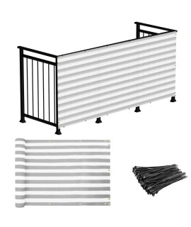 Windscreen4Less 3X177 Deck Balcony Privacy Screen For Deck Pool Fence Railings Apartment Balcony Privacy Screen For Patio Yard Porch Chain Link Fence Condo With Zip Ties Grey And White