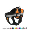 Dogline Unimax Multi-Purpose Vest Harness for Dogs and 2 Removable Deaf Dog Patches (Orange, Medium (22" - 30"))