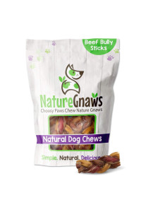 Nature gnaws Braided Bully Stick Bites for Small Dogs - Premium Natural Beef Bones - Bite Sized Dog chew Treats for Puppy and Light chewers - Rawhide Free