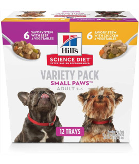 Hills Science Diet Adult Small Paws canned Dog Food Variety Pack chicken & Vegetables Beef & Vegetables 3.5 oz 12 Pack wet dog food