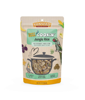Sunseed Crazy Good Cookin Bird Treat, 16 Ounces, Jungle Rice with Bananas Dates and Pistachios, Brown