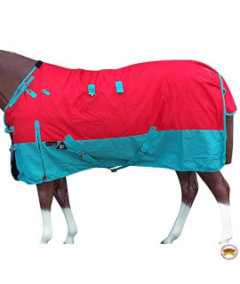 HILASON 78" 1200D Poly Waterproof Turnout Winter Horse Blanket Red