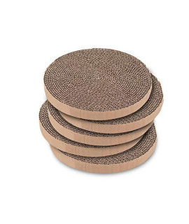 Best Pet Supplies Catify Scratch and Spin Replacement Pads (5 Pack)  Round Cardboard Scratcher Refills for Cats