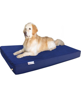 Dogbed4less Orthopedic Waterproof Heavy Duty gel Memory Foam Dog Bed for Large Dogs Nylon cover in Blue Jumbo 55X47X4 Inches