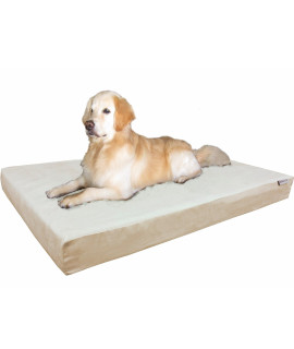 dogbed4less Waterproof Orthopedic cooling Memory Dog Bed for Large and Extra Large Dogs, Suede Khaki color, Jumbo 55X47X4 Inches