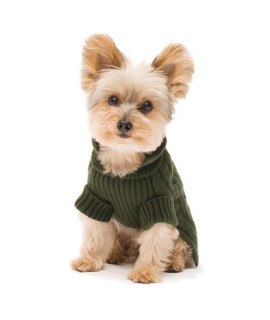 Stinky G Olive Green Aran Dog Sweater Size 14 Large