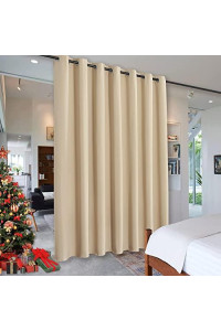 RYB HOME Wall Divider curtain for Living Room, Noise Reduction Privacy curtain with Anti-Rust grommet Top Blackout curtain for Bedroom Kids Room, 7 ft Tall x 83 ft Wide, cream Beige, 1 Pack