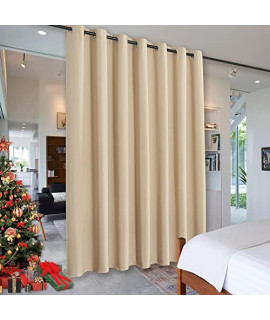 RYB HOME Wall Divider curtain for Living Room, Noise Reduction Privacy curtain with Anti-Rust grommet Top Blackout curtain for Bedroom Kids Room, 7 ft Tall x 83 ft Wide, cream Beige, 1 Pack