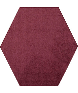 Ambiant Pet Friendly Solid color Area Rugs cranberry - 7 Hexagon