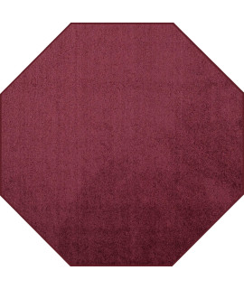 Ambiant Pet Friendly Solid color Area Rugs cranberry - 9 Octagon