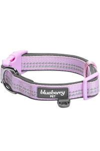 Blueberry Pet Soft & Safe 3M Reflective Neoprene Padded Adjustable Dog Collar - Lavender Pastel Color, Medium, Neck 145-20