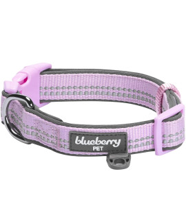 Blueberry Pet Soft & Safe 3M Reflective Neoprene Padded Adjustable Dog Collar - Lavender Pastel Color, Medium, Neck 145-20